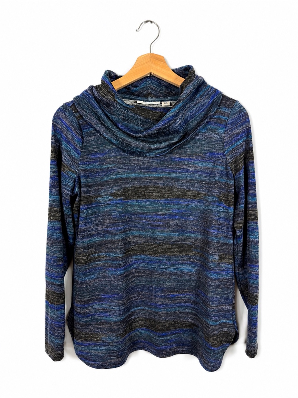 Croft & Barrow Blue Space Dye Cowl Neck Top Knit Pullover PXS Office Gorpcore